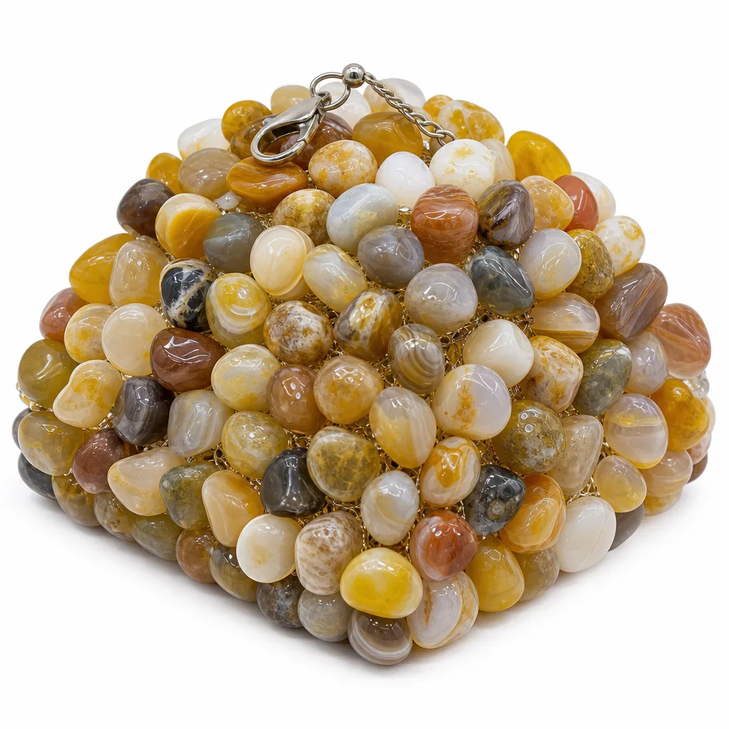 Yellow Persian Crushed Stone D Crystal Healing Energy Protection Decor for Meditation, Yoga, Bedroom, Office & Altar | Premium Metaphysical Collection