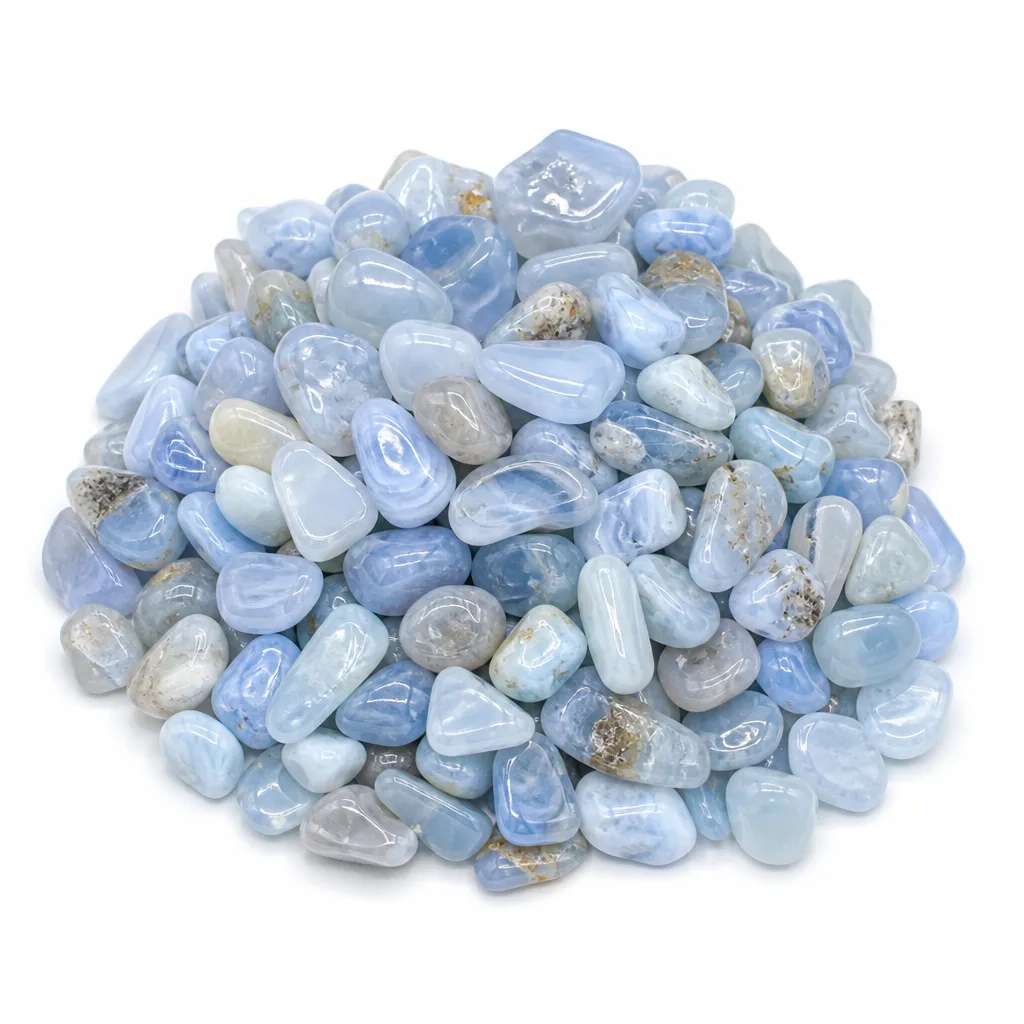 Crushed Blue Lace Agate Stone – Handcrafted Healing Energy for Meditation & Altar Decor