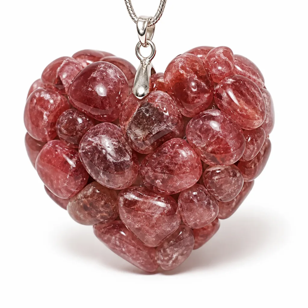 Premium Handcrafted Strawberry Quartz Heart – Chakra Healing Energy Decor for Meditation, Yoga & Spiritual Gifts