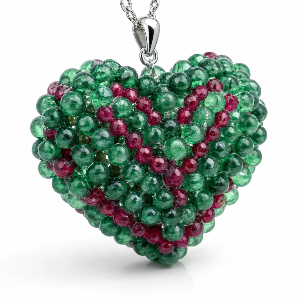 Premium Red Green Gem Heart Crystal – Handcrafted Healing & Chakra Decor for Meditation, Yoga, Bedroom, Office, Altar & Spiritual Gifts