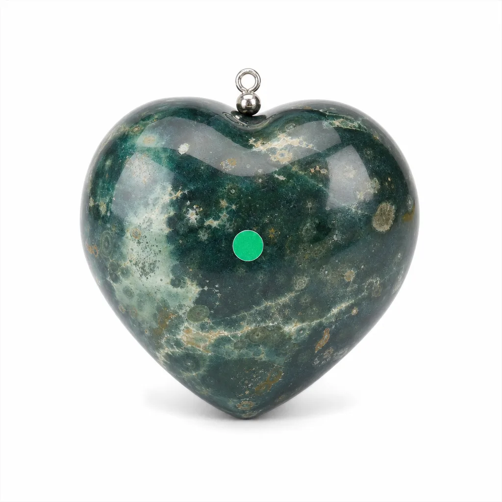 Premium Ocean Jade Heart Crystal – Handcrafted Healing Energy & Chakra Decor for Meditation, Yoga & Spiritual Gifts