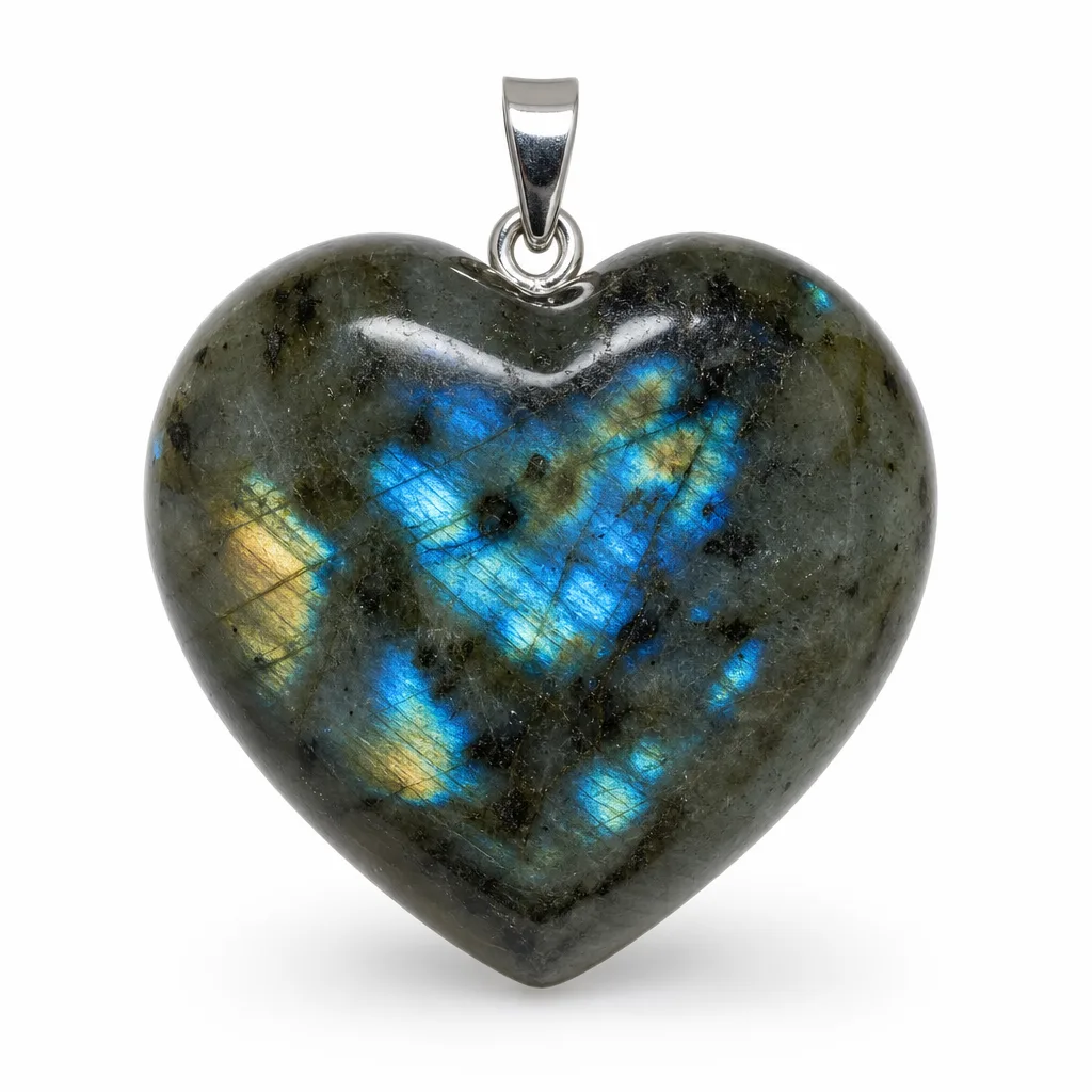 Premium Labradorite Heart Crystal Healing Chakra Decor for Meditation & Altar Collection