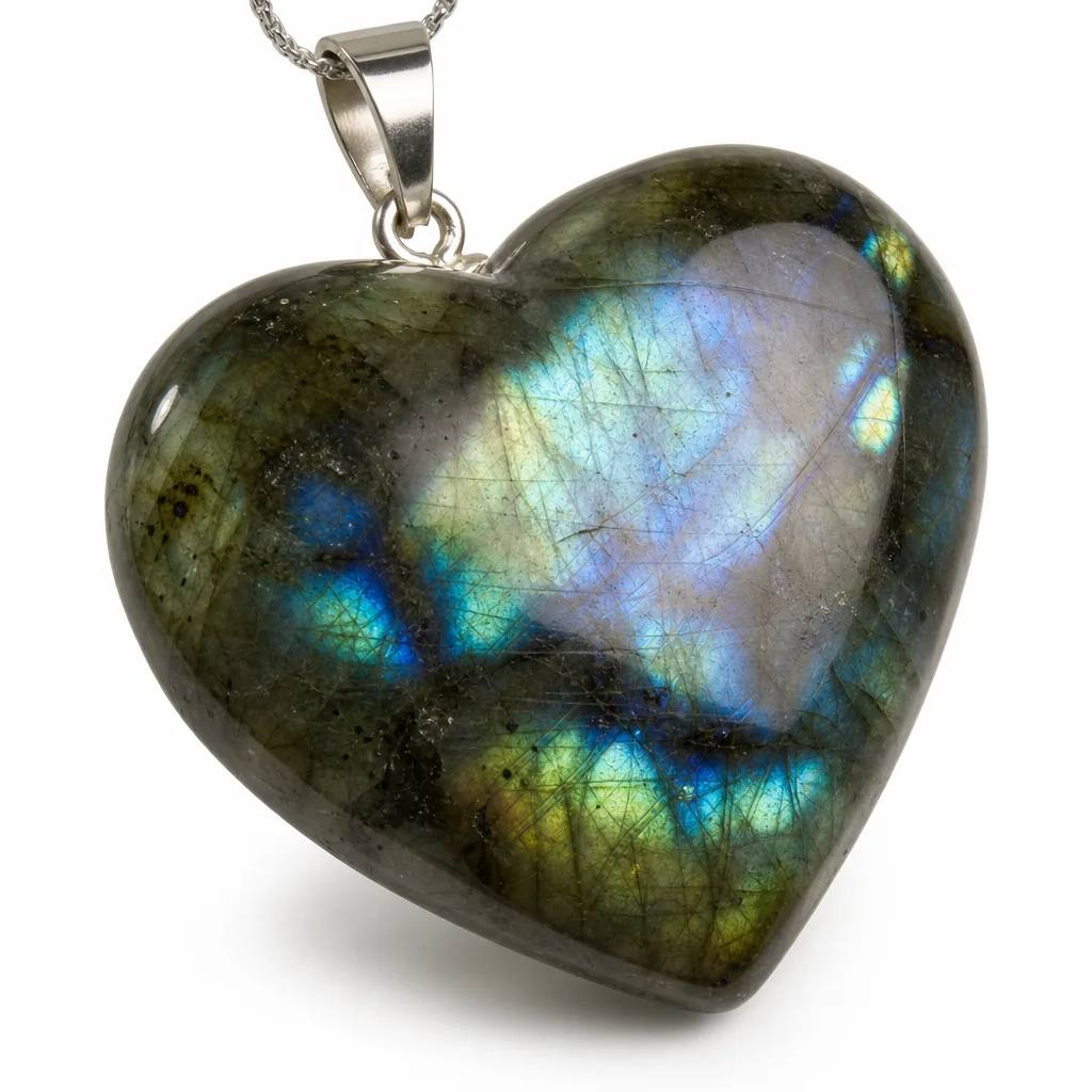 Premium Labradorite Heart Crystal Healing Chakra Decor for Meditation & Altar Collection