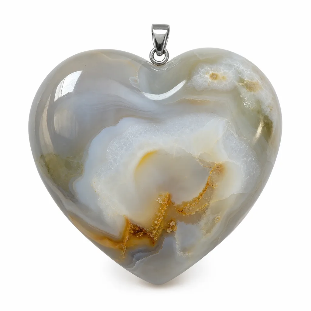 Premium Natural Agate Heart – Chakra Healing, Energy & Protection for Home, Office, Studio | Green Label