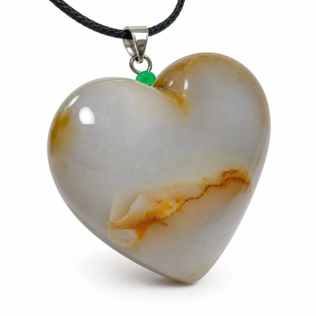 Premium Natural Agate Heart – Chakra Healing, Energy & Protection for Home, Office, Studio | Green Label