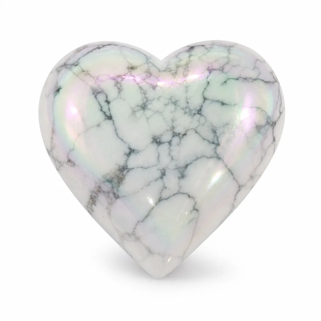 Premium White Turquoise Heart Crystal – Healing Chakra Energy for Meditation & Home Decor
