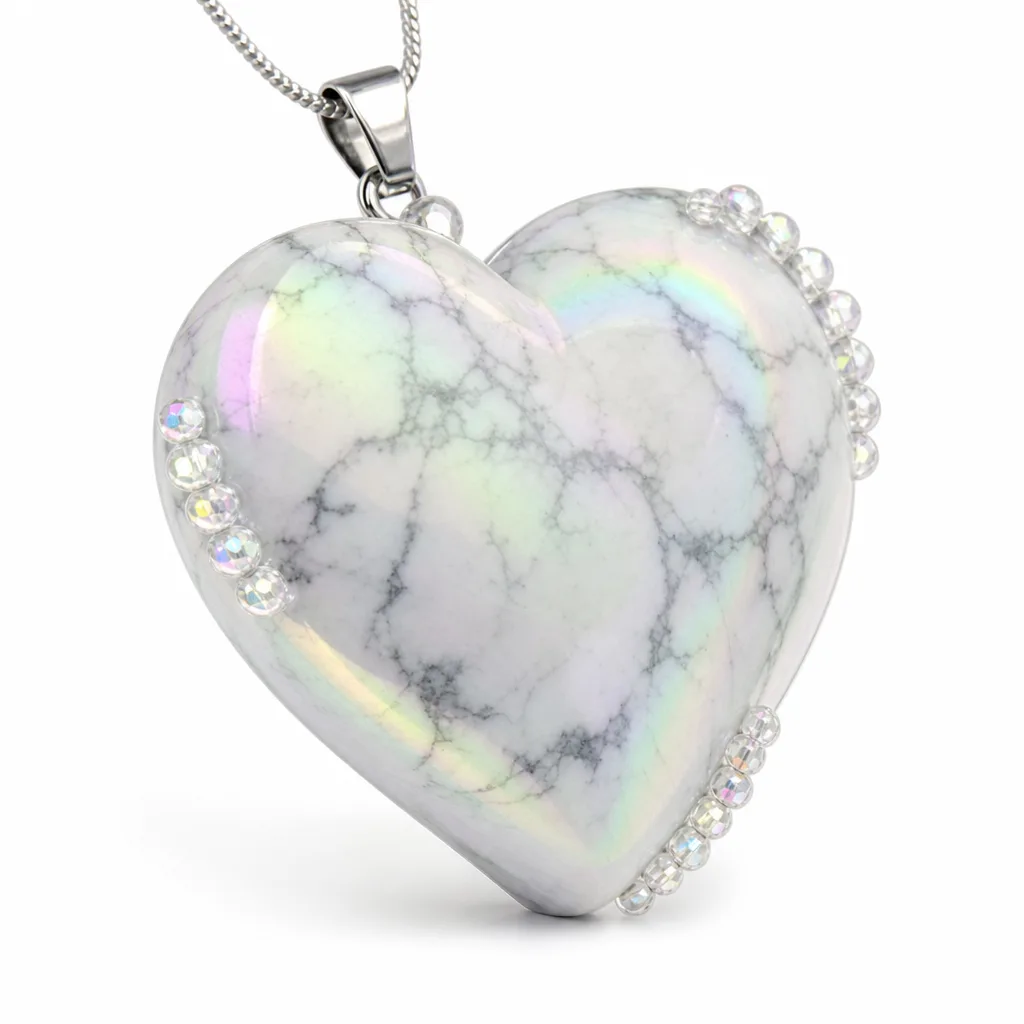 Premium White Turquoise Heart Crystal – Healing Chakra Energy for Meditation & Home Decor