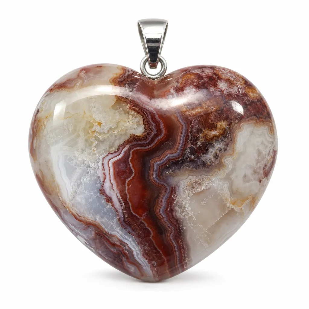 Premium Mexican Agate Heart – Chakra Energy Protection for Meditation & Home