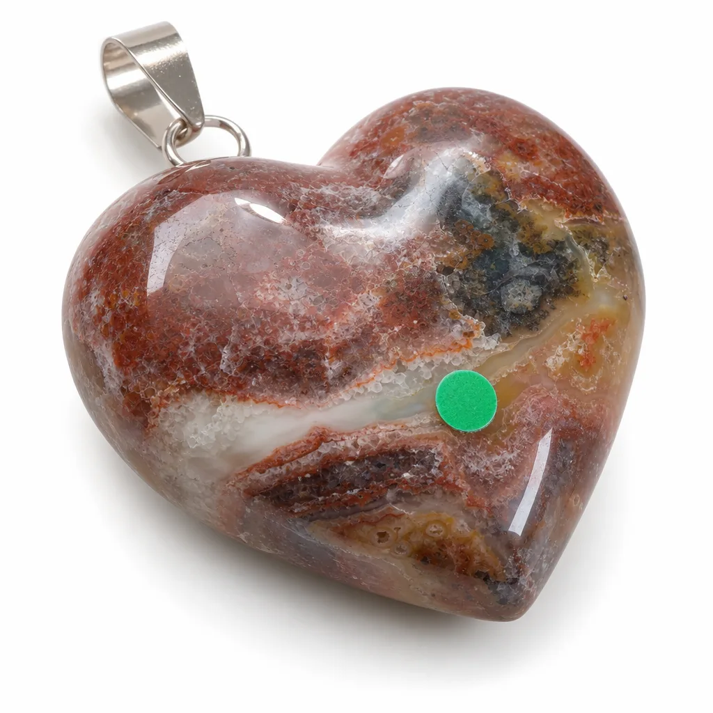 Mexican Agate Heart | Premium Handcrafted Chakra Healing Energy Protection | Green Label