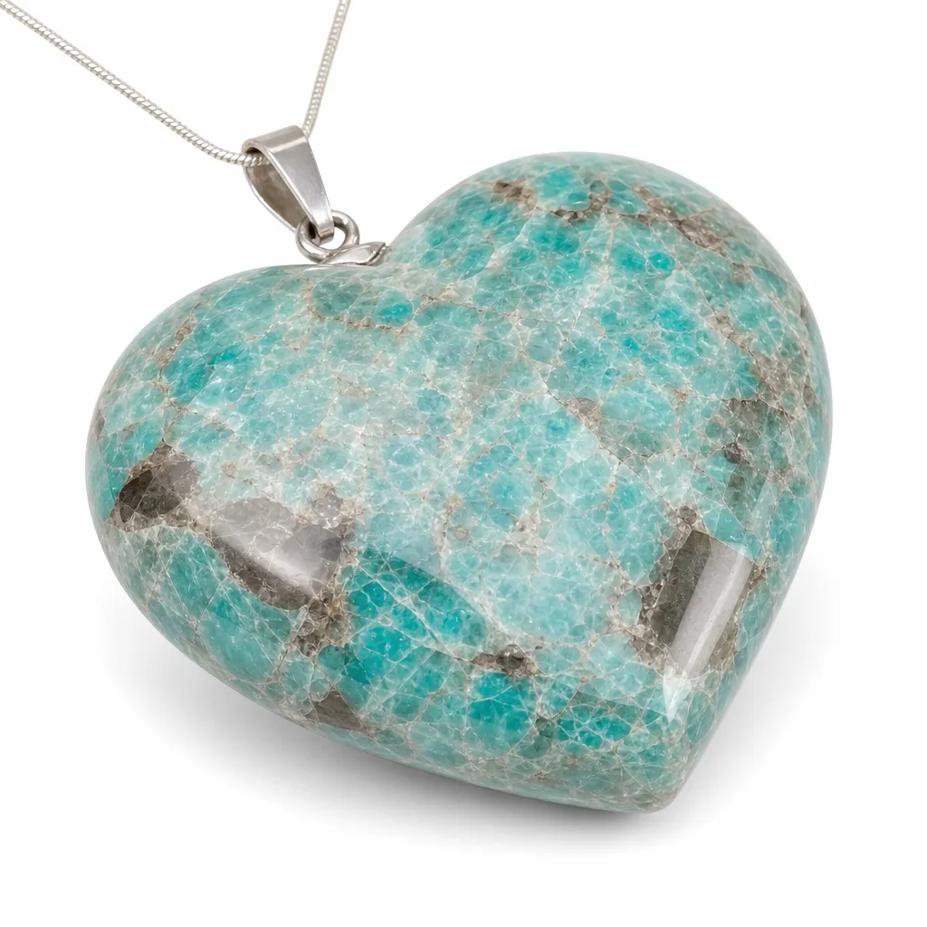 Amazonite Smoky Quartz Heart Crystal, Premium Chakra Healing Energy Protection Decor, Meditation Yoga Bedroom Office Executive Desk Living Room, Wellness Studio Altar Gif