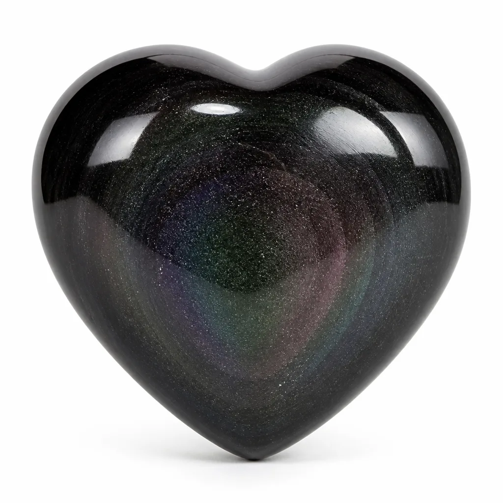 Premium Metaphysical Handcrafted Colorful Obsidian Heart – Chakra Healing Energy Protection for Meditation, Yoga, Bedroom, Office, Living Room, Wellness Studio, Altar Dec