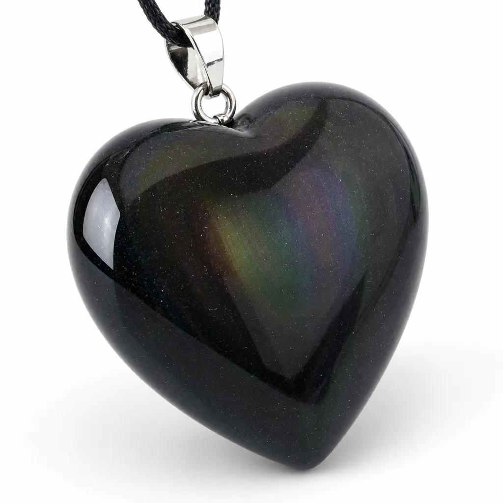 Premium Metaphysical Handcrafted Colorful Obsidian Heart – Chakra Healing Energy Protection for Meditation, Yoga, Bedroom, Office, Living Room, Wellness Studio, Altar Dec