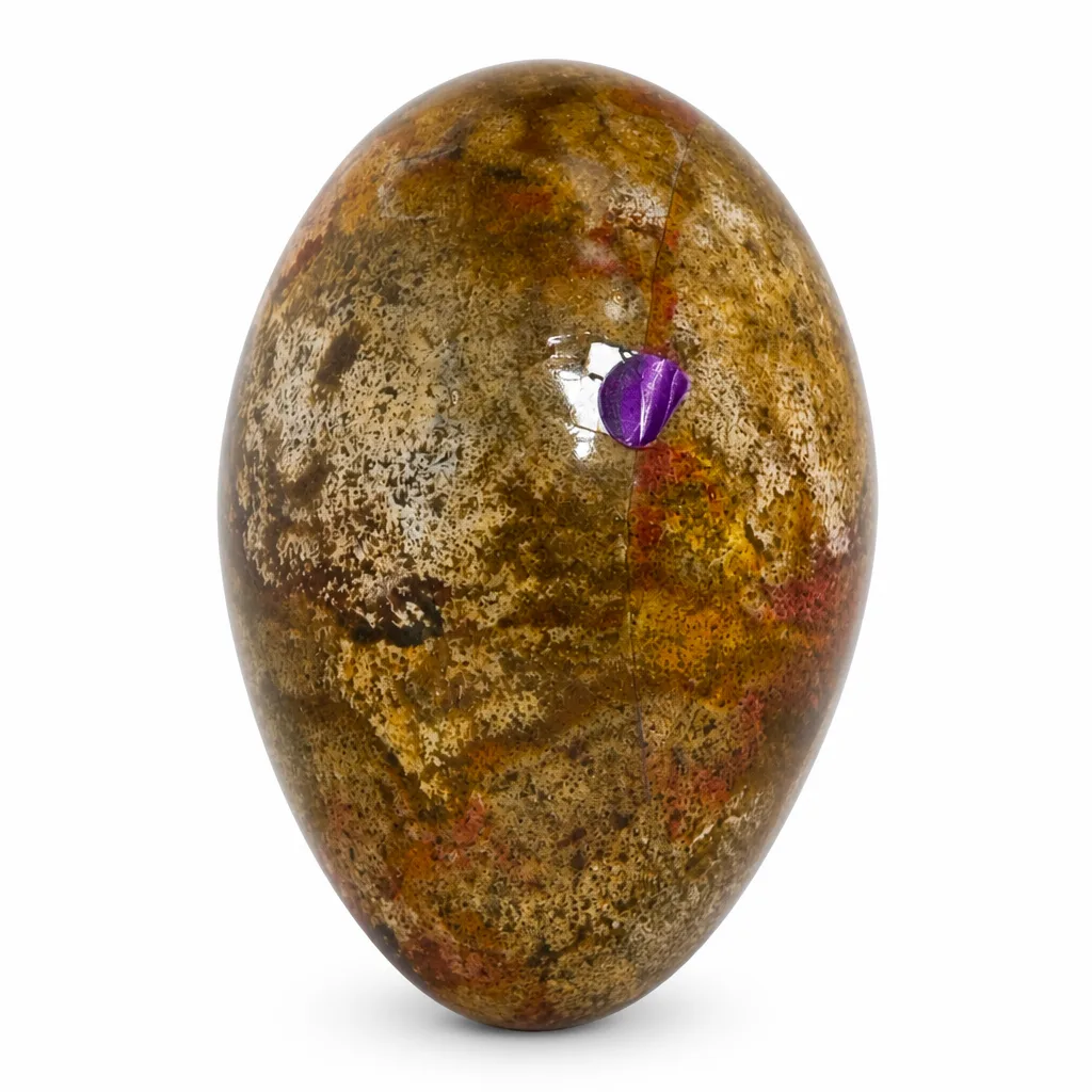 Ocean Jasper Egg (Purple Label) Crystal Chakra Energy & Protection Decor for Meditation, Altar & Executive Desk | Premium Metaphysical Collection