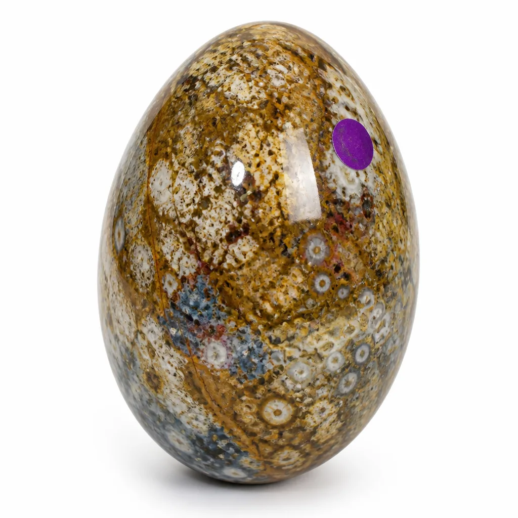 Ocean Jasper Egg (Purple Label) Crystal Chakra Energy & Protection Decor for Meditation, Altar & Executive Desk | Premium Metaphysical Collection
