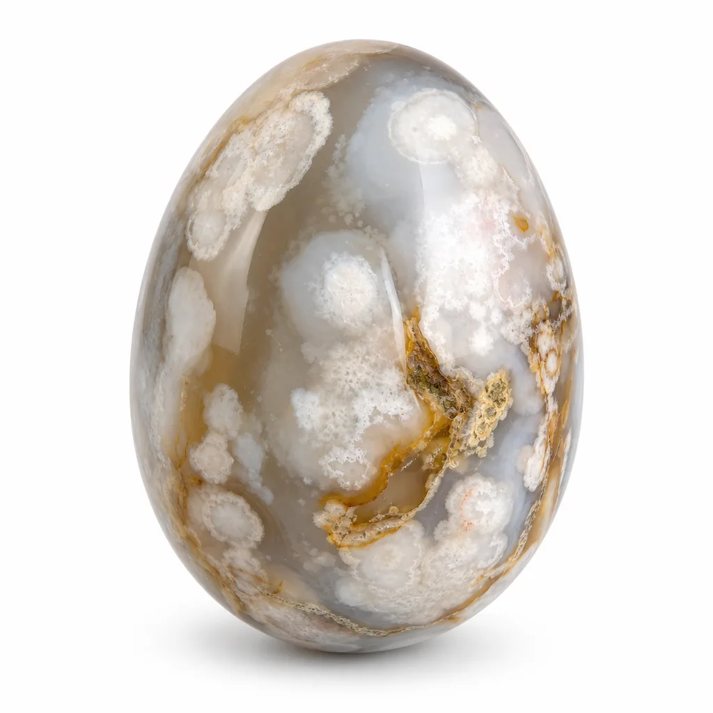 Cherry Blossom Agate Egg Crystal for Chakra Energy & Protection | Premium Metaphysical Decor Collection