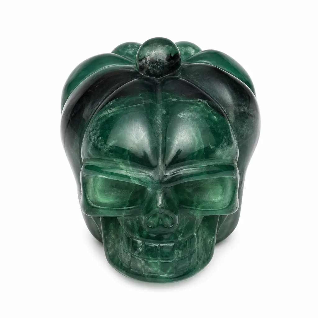 Pumpkin Skull Crystal Carving Chakra Healing & Protection Decor | Premium Collection