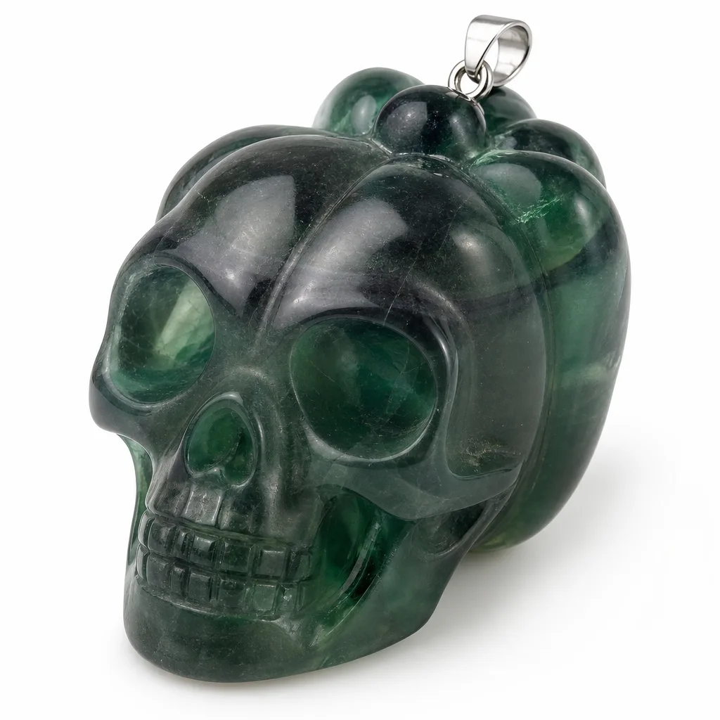 Pumpkin Skull Crystal Carving Chakra Healing & Protection Decor | Premium Collection