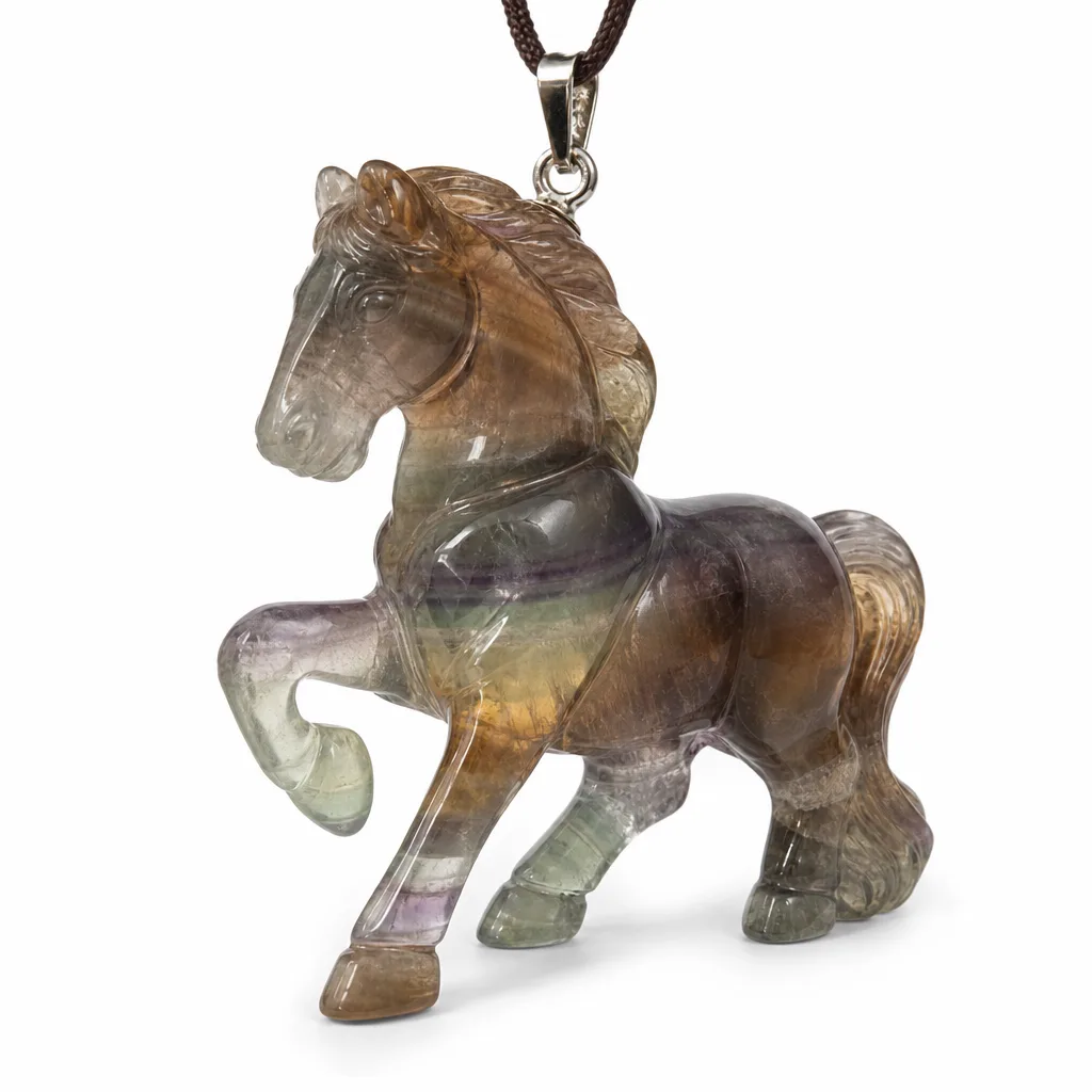 Fluorite Zodiac Horse Crystal 6cm – Chakra Healing Energy Protection Decor for Meditation, Office & Altar | Premium Metaphysical Collection
