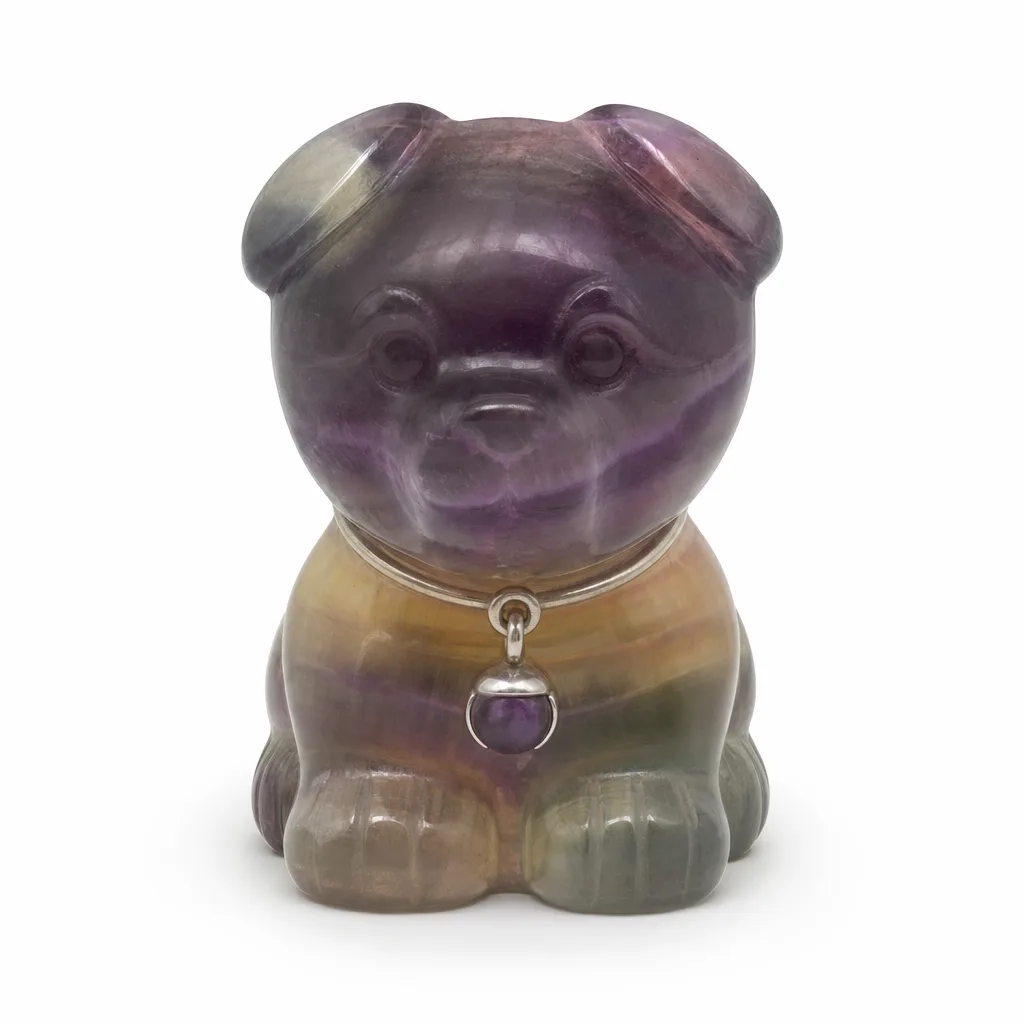 Fluorite Crystal Zodiac Dog 6cm – Handcrafted Healing Energy for Meditation & Home Decor image 1 Fluorite Crystal Zodiac Dog 6cm – Handcrafted Healing Energy for Meditation & Home Decor