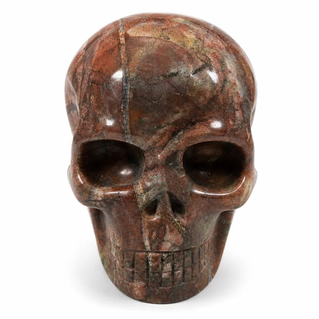 Red Pine Crystal Skull – Handcrafted Chakra Healing Energy for Meditation & Home Decor