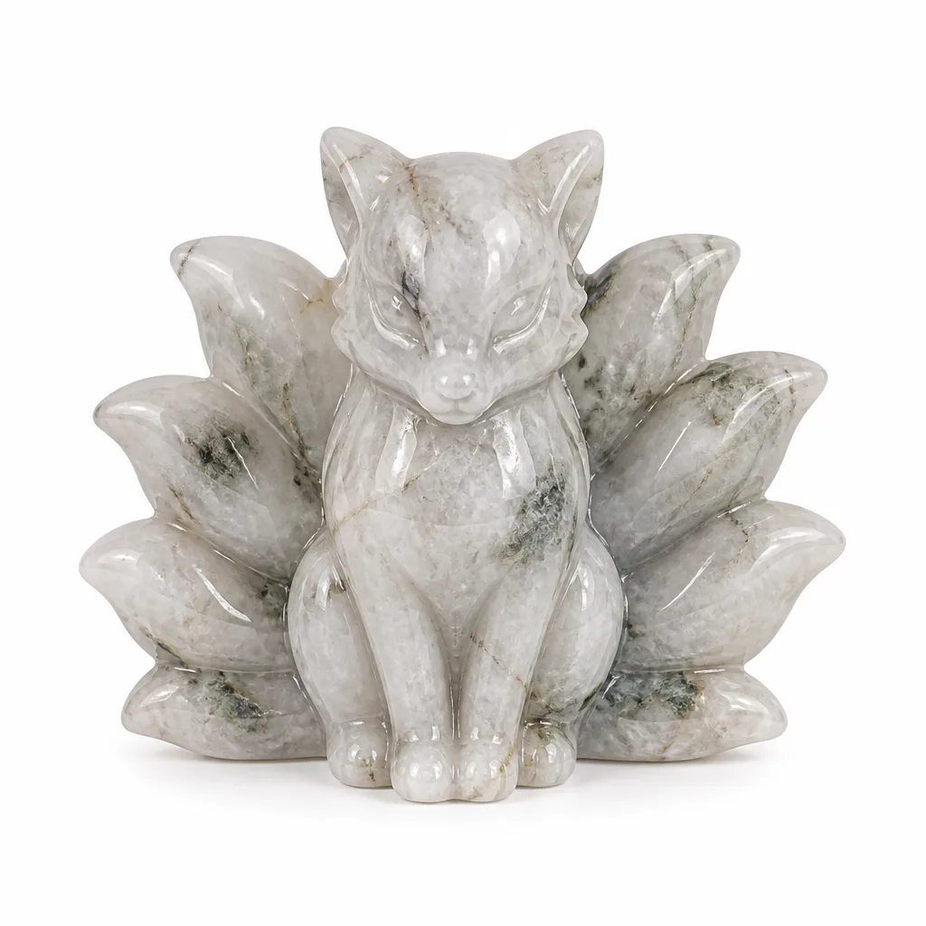 Mottled Stone Nine-Tailed Fox | Premium Handcrafted Metaphysical Chakra Healing Energy Protection for Meditation, Yoga, Bedroom, Office, Living Room, Wellness Studio, Alt image 1 Mottled Stone Nine-Tailed Fox | Premium Handcrafted Metaphysical Chakra Healing Energy Protection for Meditation, Yoga, Bedroom, Office, Living Room, Wellness Studio, Alt