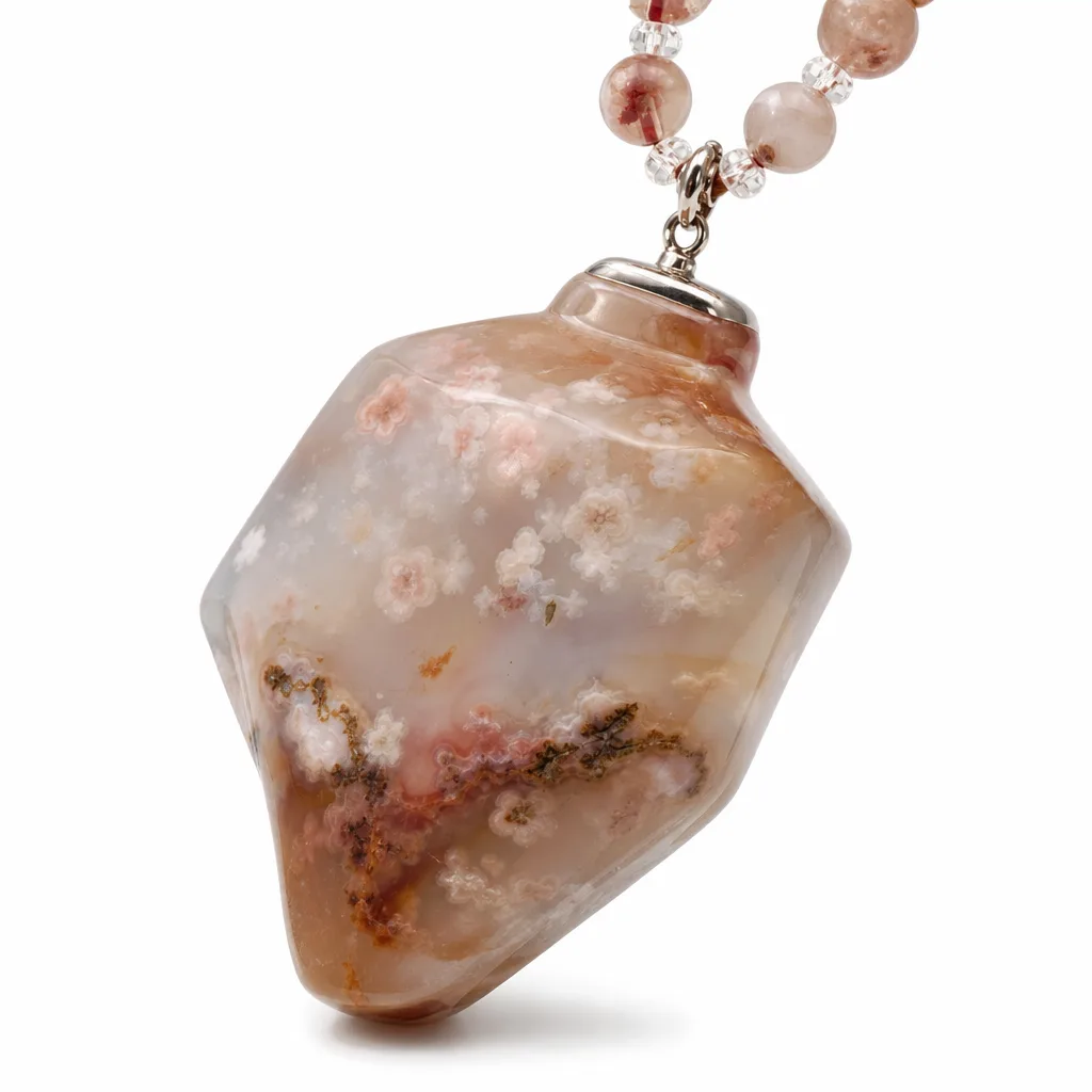 Premium Handcrafted Sakura Agate Crystal Torch – Chakra Healing Energy for Meditation, Yoga & Altar Decor