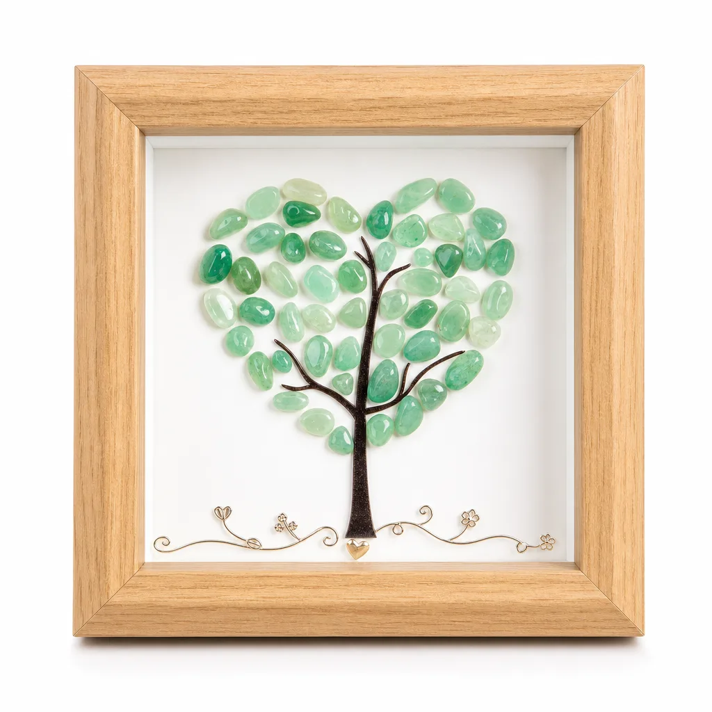 Heart-Shaped Crystal Picture Frame Premium Handcrafted Chakra Healing Energy Protection Decor for Bedroom Office Altar & Spiritual Gift Collection