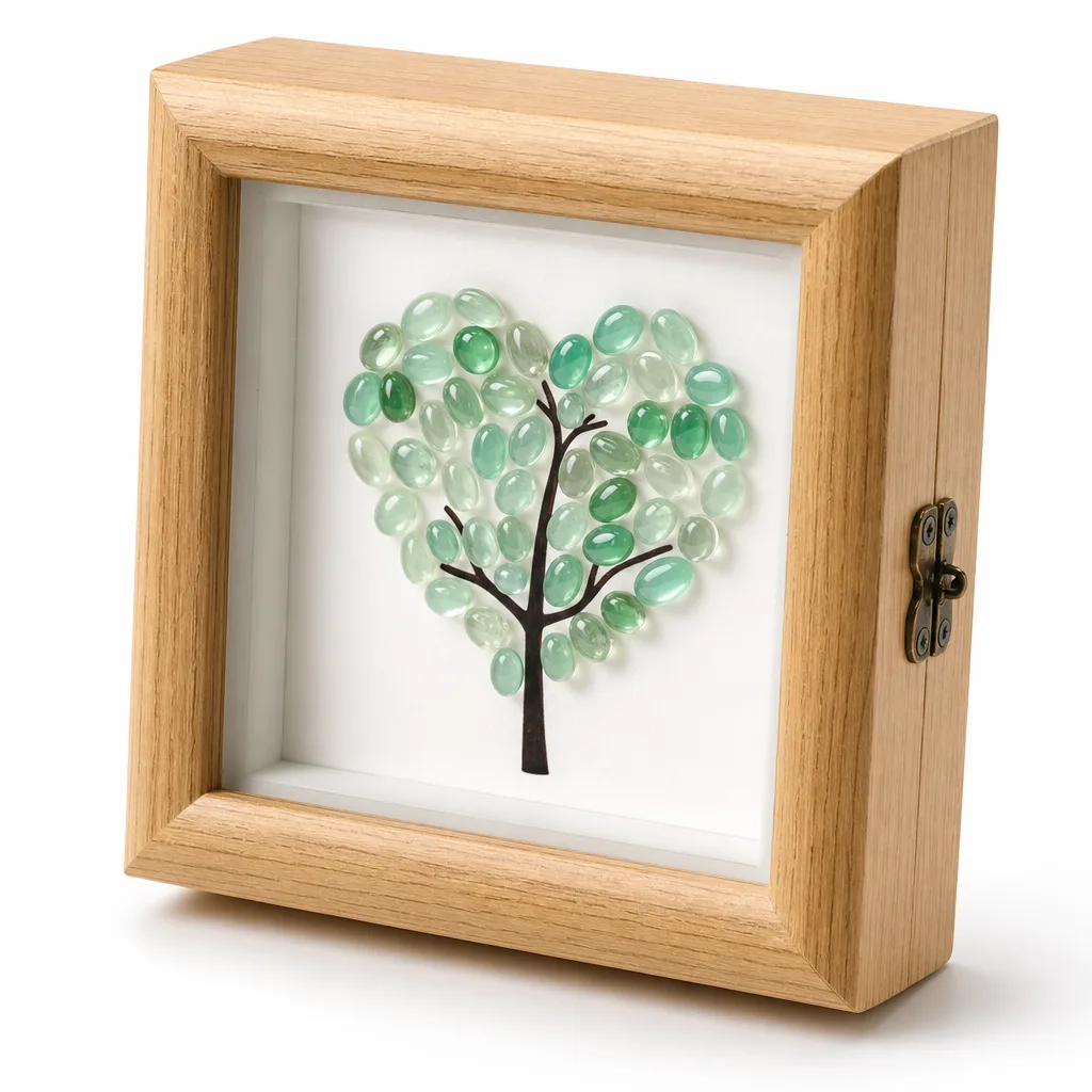 Premium Handcrafted Heart Crystal Picture Frame – Chakra Healing Energy Decor for Meditation, Yoga & Spiritual Gifts
