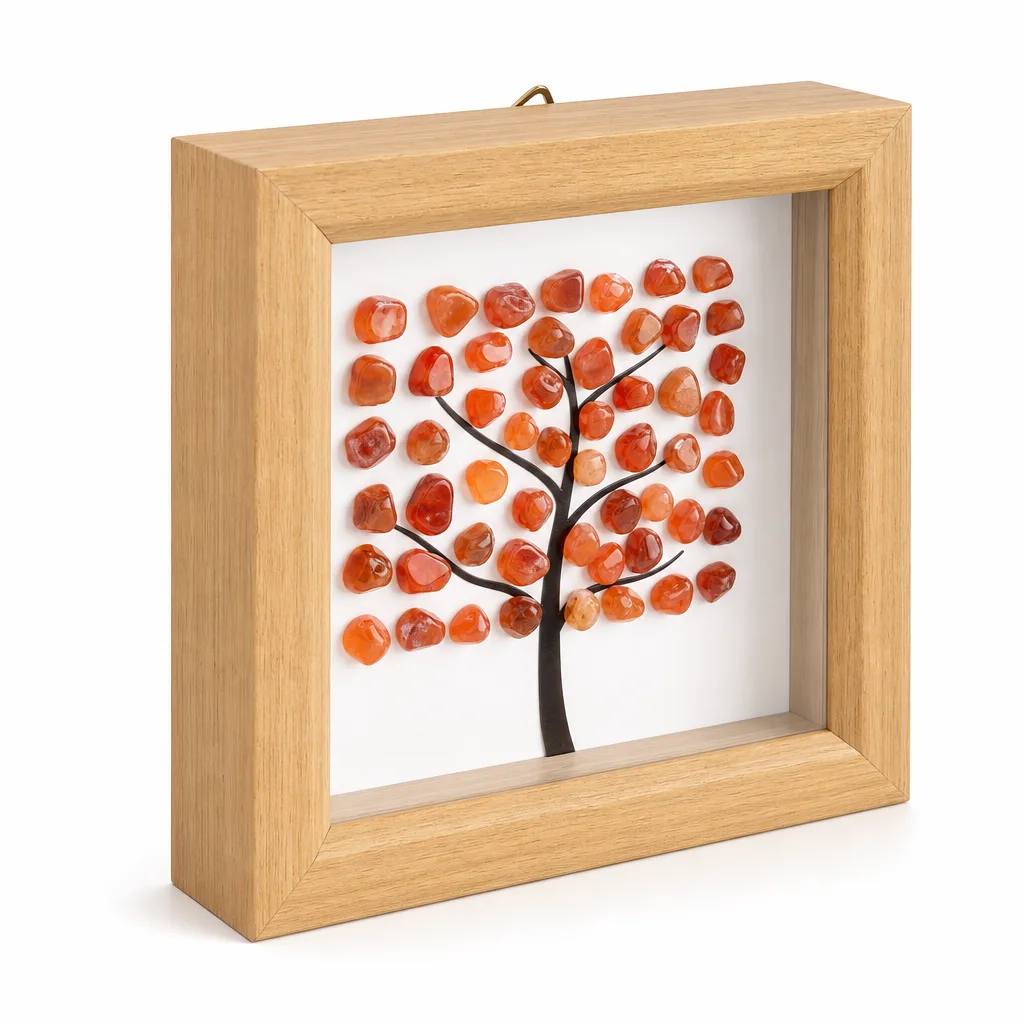 Square Tree-shaped Raw Stone Crystal Photo Frame – Handcrafted Premium Chakra Healing Energy & Protection for Meditation, Yoga, Bedroom, Office, and Living Room Decor