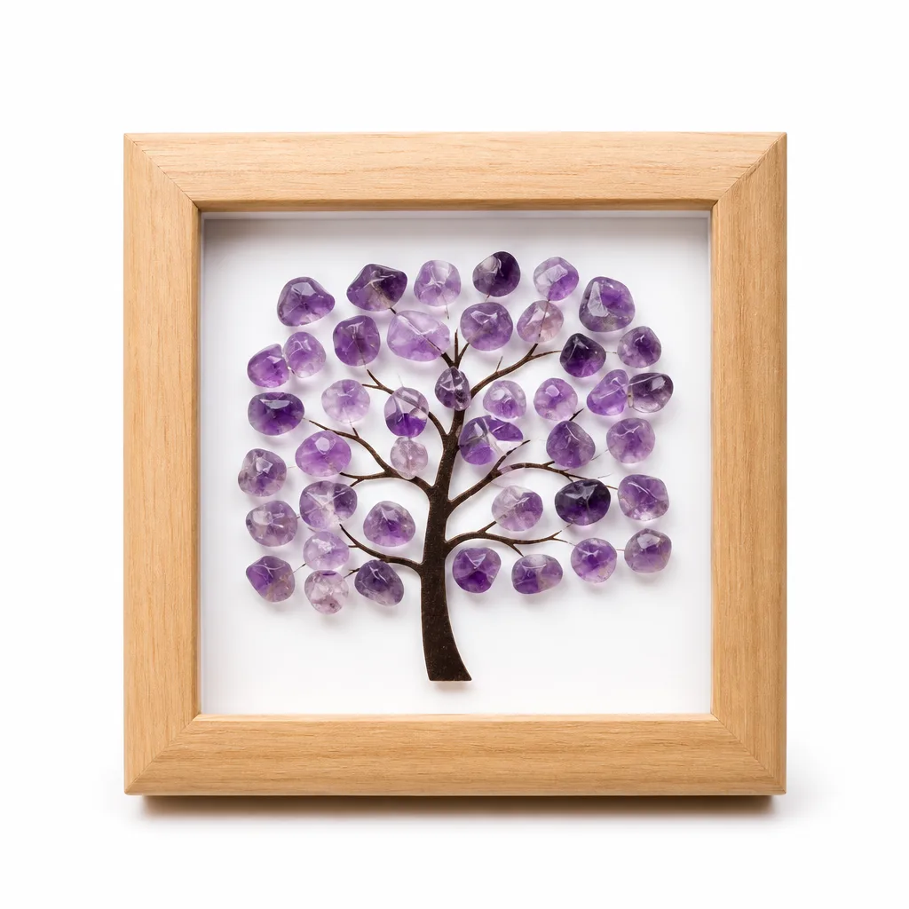 Premium Handcrafted Raw Crystal Tree Photo Frame – Chakra Healing Energy Decor for Meditation, Yoga, Bedroom, Office, Altar & Spiritual Gifts
