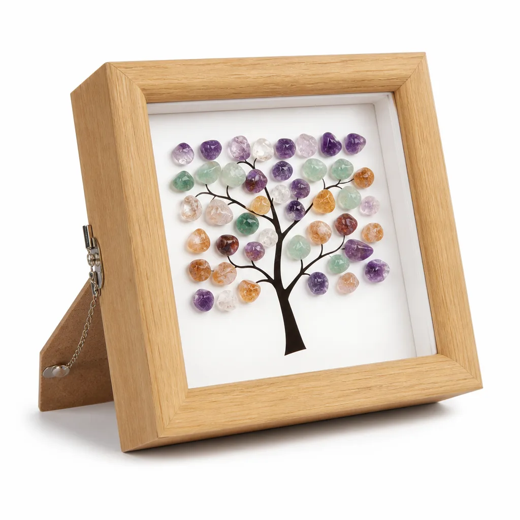 Premium Handcrafted Raw Crystal Tree Photo Frame – Chakra Healing Energy Decor for Meditation, Yoga, Bedroom, Office, Altar & Spiritual Gifts