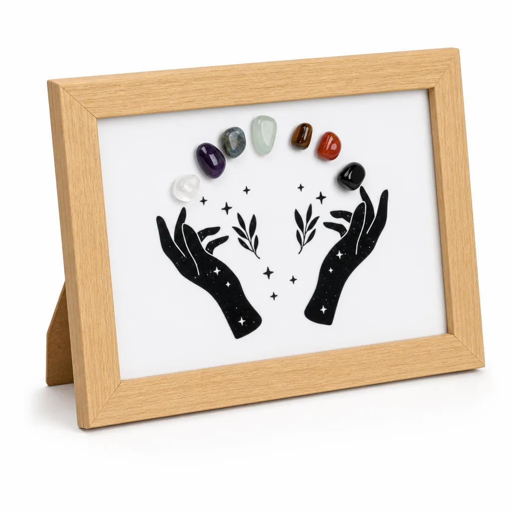 Seven Chakras Crystal Photo Frame – Handcrafted Healing Energy & Protection for Meditation, Yoga, Home & Spiritual Gifts