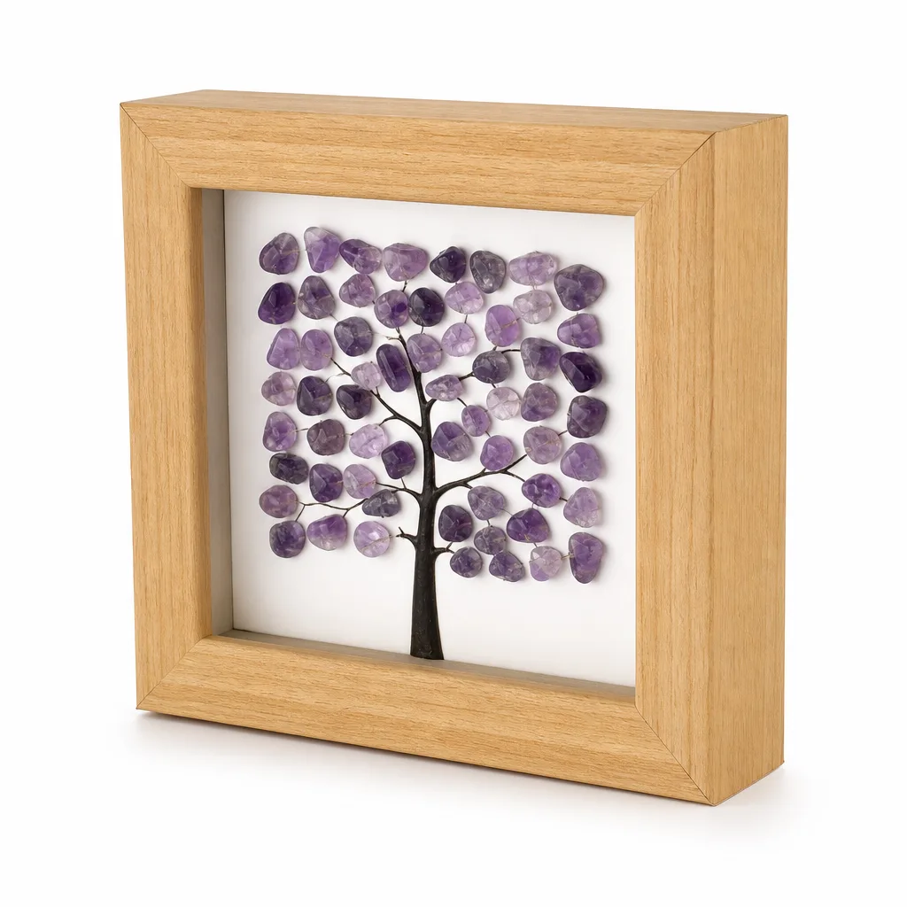 Premium Raw Stone Crystal Tree Photo Frame – Handcrafted Chakra Energy Protection Decor for Meditation, Bedroom, Office & Wellness Studio Collection