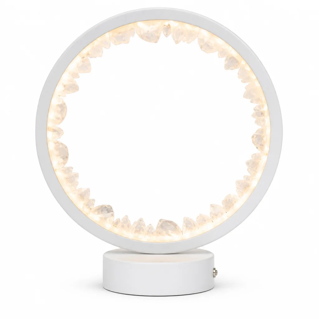 White Crystal Round Lamp Raw Stone – Chakra Healing Energy Light for Meditation, Yoga, Bedroom, Office, Living Room Decor image 1 White Crystal Round Lamp Raw Stone – Chakra Healing Energy Light for Meditation, Yoga, Bedroom, Office, Living Room Decor