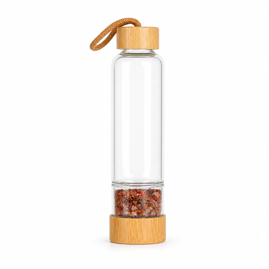 Crystal Gravel Energy Glass with Bamboo Lid – Handcrafted Chakra Healing & Protection for Meditation, Yoga, Bedroom, Office, and Spiritual Gifts Collection