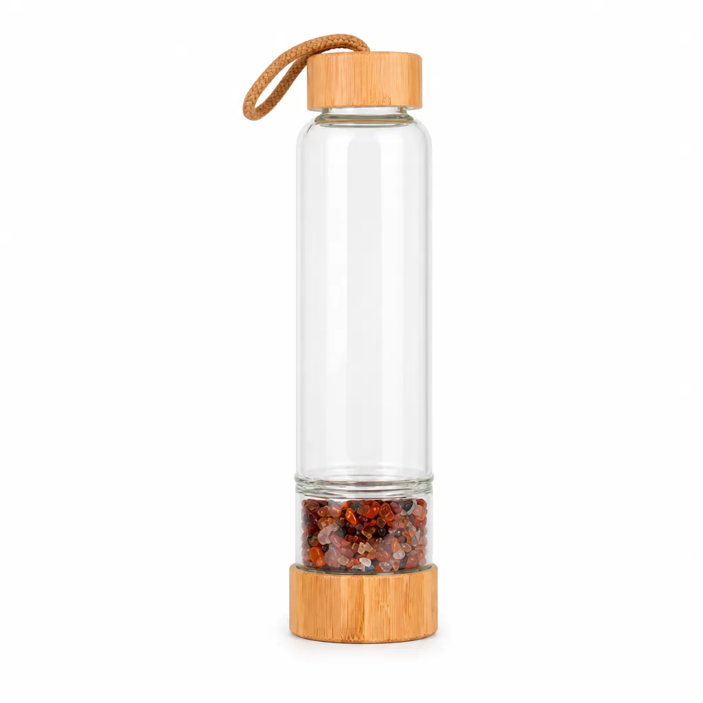 Premium Crystal Gravel Energy Glass with Bamboo Lid Chakra Healing Protection Decor for Meditation & Office Collection Edition image 1 Premium Crystal Gravel Energy Glass with Bamboo Lid Chakra Healing Protection Decor for Meditation & Office Collection Edition