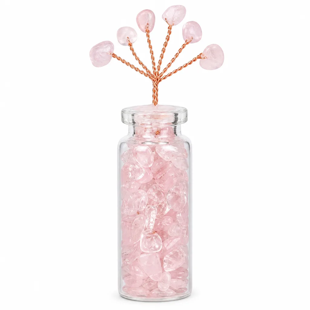 Premium Handcrafted Crystal Tree Wish Bottle Chakra Healing Energy Protection Decor for Meditation Yoga Bedroom Office Living Room Wellness Studio Altar Decor Spiritual G