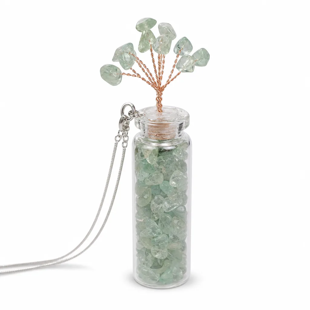 Premium Handcrafted Crystal Tree Wish Bottle Chakra Healing Energy Protection Decor for Meditation Yoga Bedroom Office Living Room Wellness Studio Altar Decor Spiritual G
