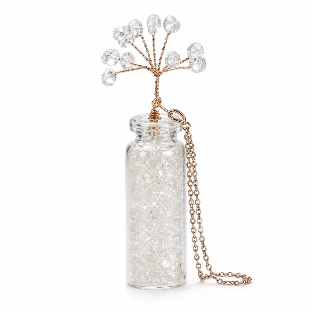 Premium Handcrafted Crystal Wish Bottle Tree for Chakra Healing Energy Protection in Meditation Yoga Bedroom Office Altar Decor