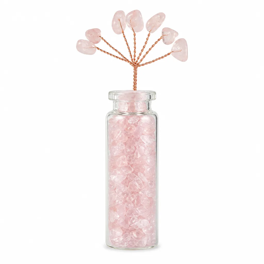 Wish Bottle Shaped Crystal Tree – Handcrafted Quartz for Chakra Healing, Energy Protection, Meditation & Spiritual Gift for Home and Office