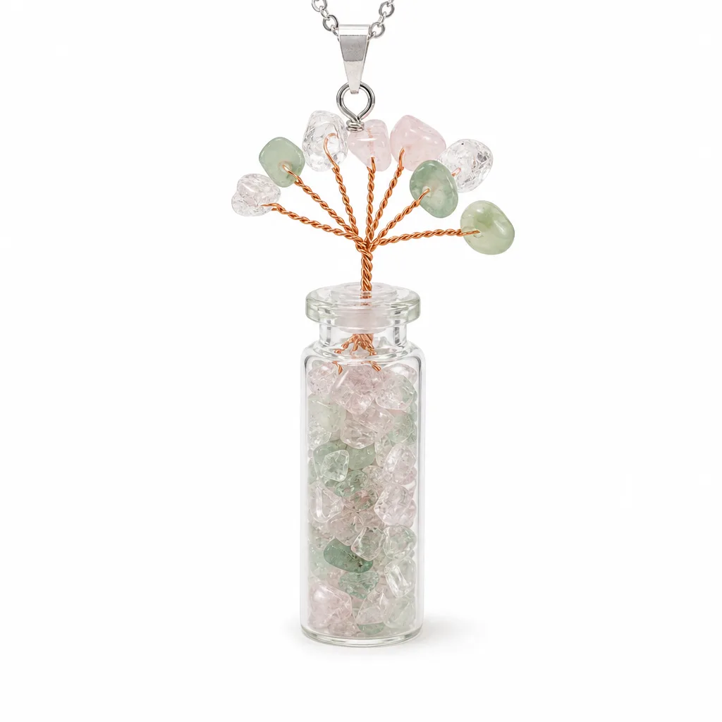 Wish Bottle Shaped Crystal Tree – Handcrafted Quartz for Chakra Healing, Energy Protection, Meditation & Spiritual Gift for Home and Office