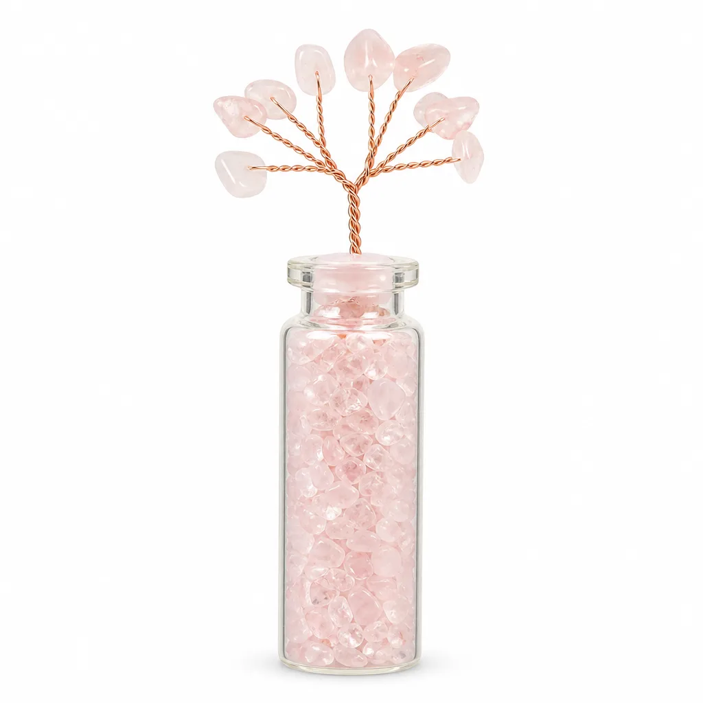 Premium Handcrafted Crystal Wish Bottle Tree for Chakra Healing, Energy & Protection in Meditation, Yoga & Home Decor