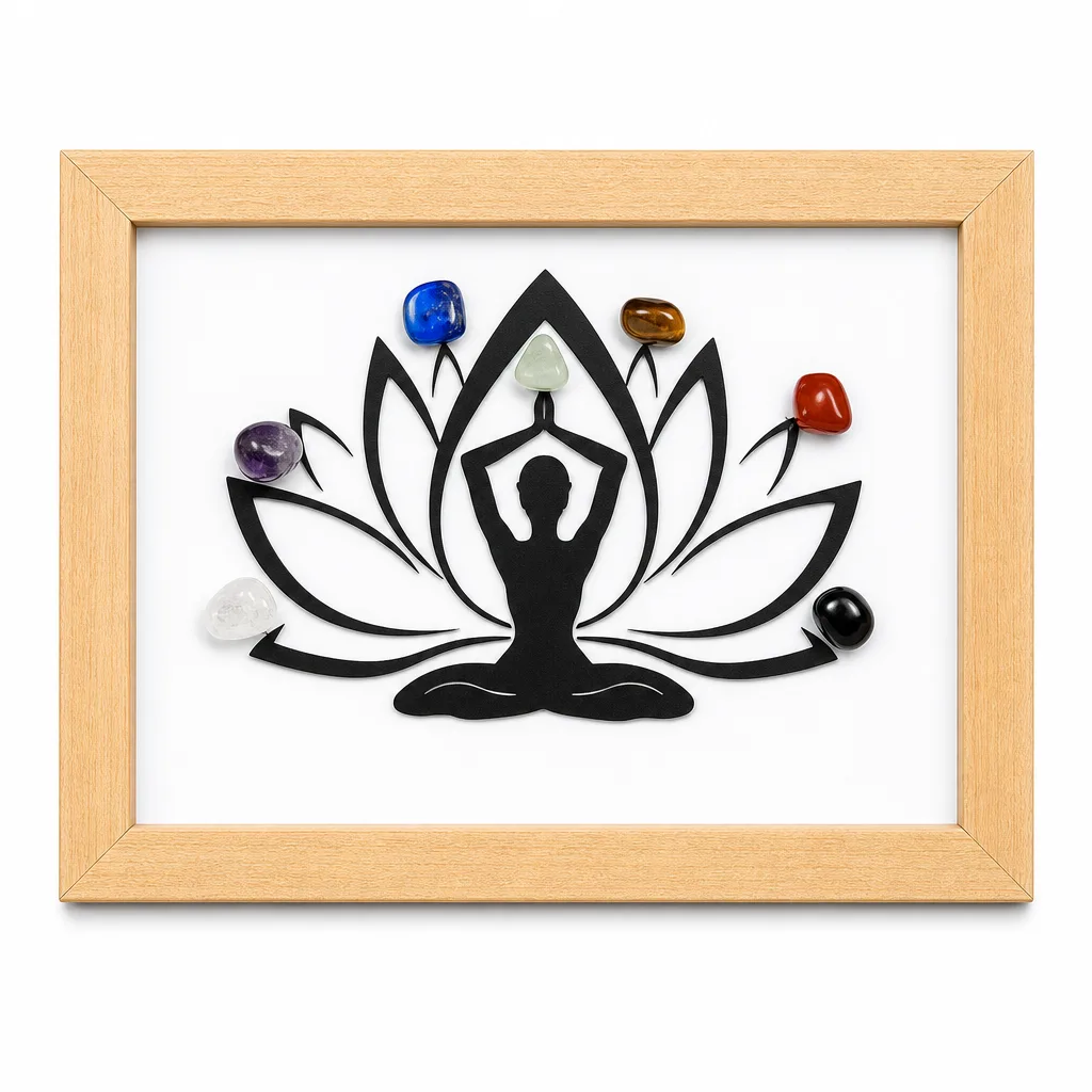 Seven Chakra Crystal Stone Frame – Handcrafted Premium Healing & Energy Decor for Meditation, Yoga, Bedroom, Office, Spiritual Gift image 1 Seven Chakra Crystal Stone Frame – Handcrafted Premium Healing & Energy Decor for Meditation, Yoga, Bedroom, Office, Spiritual Gift