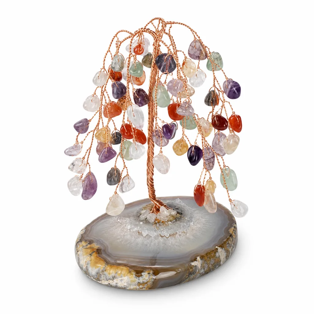 Willow-Shaped Agate Crystal Tree – Handcrafted Chakra Healing Energy Decor for Meditation, Yoga & Home