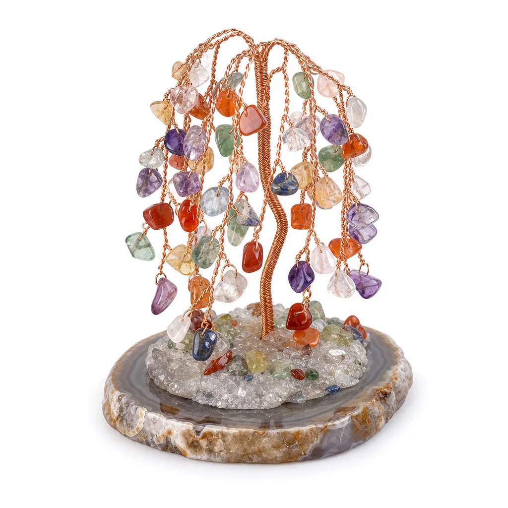 Agate Crystal Tree Chakra Healing Energy Protection Meditation Office Gift