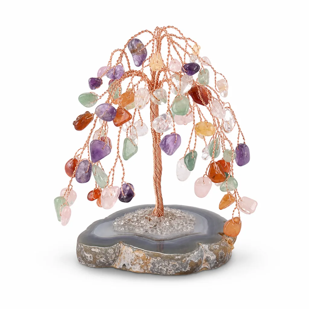 Premium Agate Willow Crystal Tree – Handcrafted Chakra Healing Decor for Meditation & Office