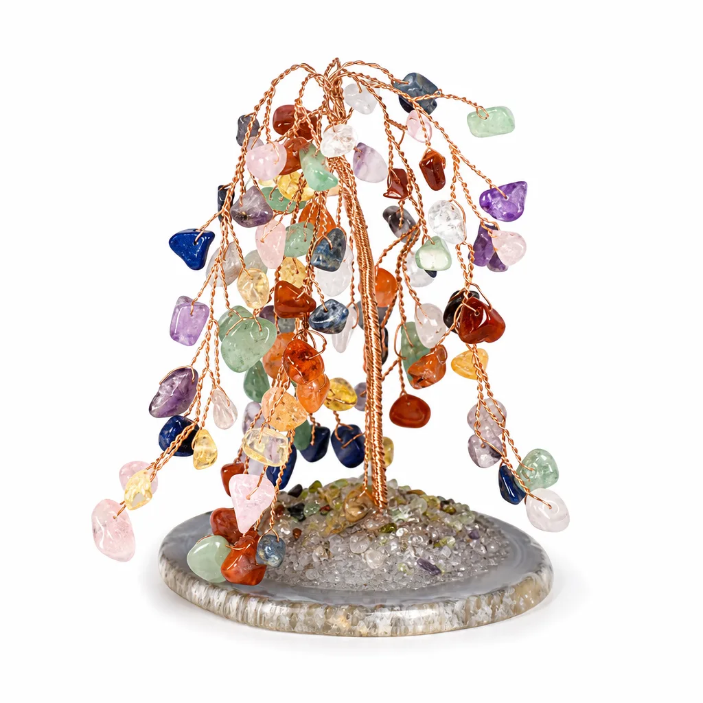 Premium Agate Willow Crystal Tree – Handcrafted Chakra Healing Decor for Meditation & Office