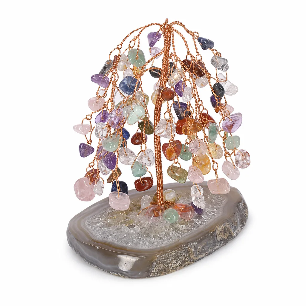 Premium Agate Crystal Tree Decor – Chakra Healing Energy Protection for Meditation, Office & Living Room Collection