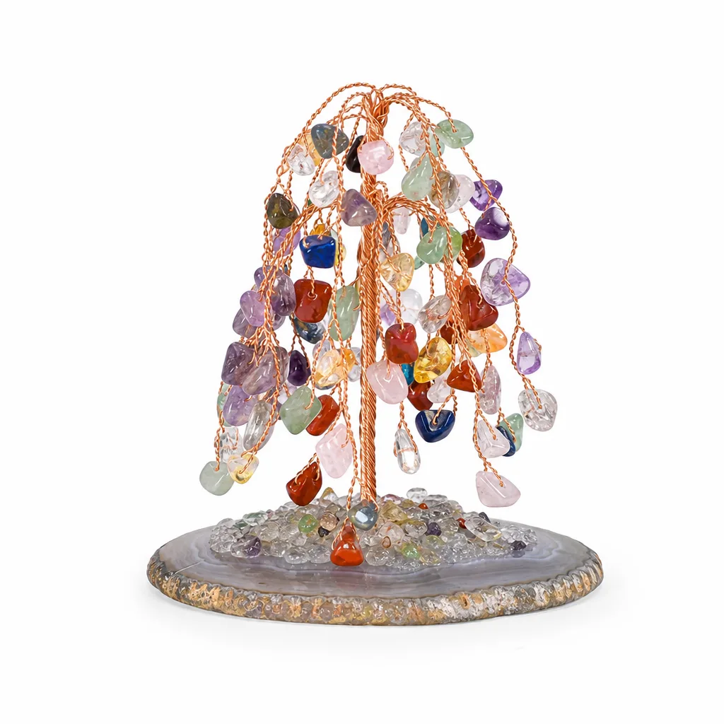 Premium Willow-Shaped Agate Crystal Tree for Chakra Healing Energy Protection in Meditation Yoga Bedroom Office Altar Decor