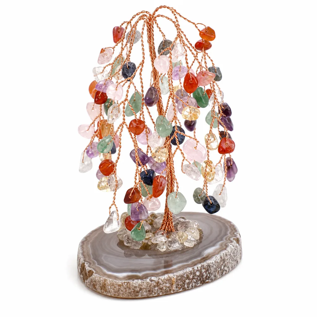 Premium Willow-Shaped Agate Crystal Tree for Chakra Healing Energy Protection in Meditation Yoga Bedroom Office Altar Decor